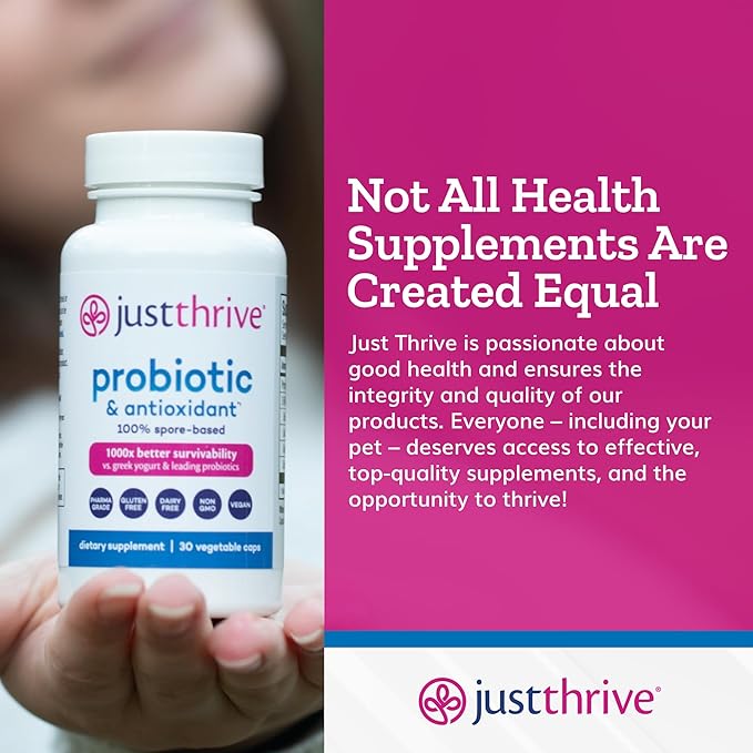 Just Thrive Probiotic & Antioxidant Supplement - 100% Spore-Based Digestive and Immune Support - Gluten Free, 30 Caps-StrideForce Fitness