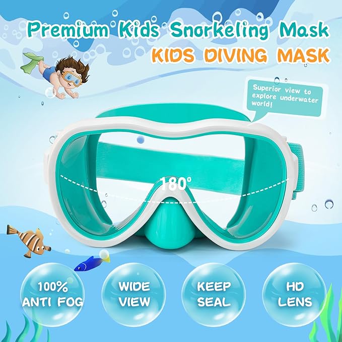 Kids Swim Goggles with Nose Cover, Anti-Leak Swim Mask with Elastic Fabric Strap, UV Protection Swimming Goggles for Kids-StrideForce Fitness