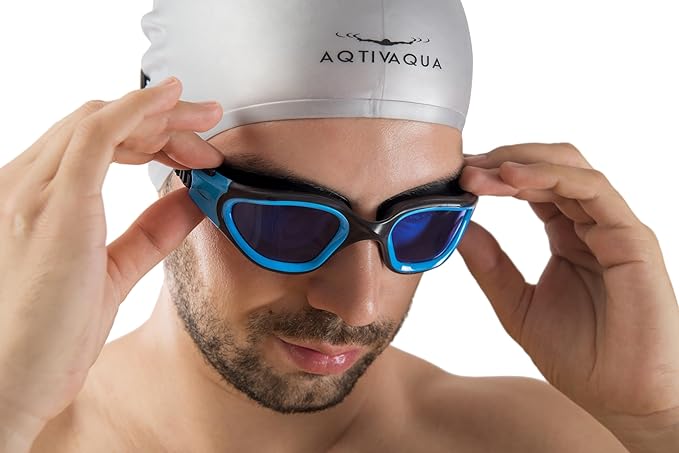 AqtivAqua Swimming Goggles, DX Wide View Swim Goggles for Adult Men Women, Anti Fog No Leaking-StrideForce Fitness