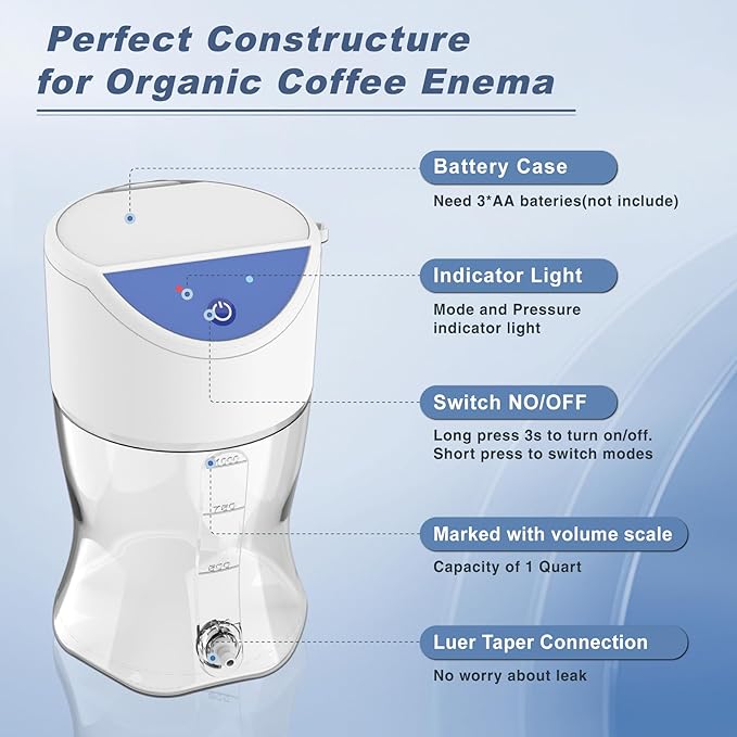 Electric Enema Bottle Set, TopQuaFocus Colon Cleanse Enema Kit for Women and Men, Feminine Care Douches with 3.96ft Silicone Hose, Automatic Organic Home Coffee Colonic Cleansing Enemas-BPA Free-StrideForce Fitness