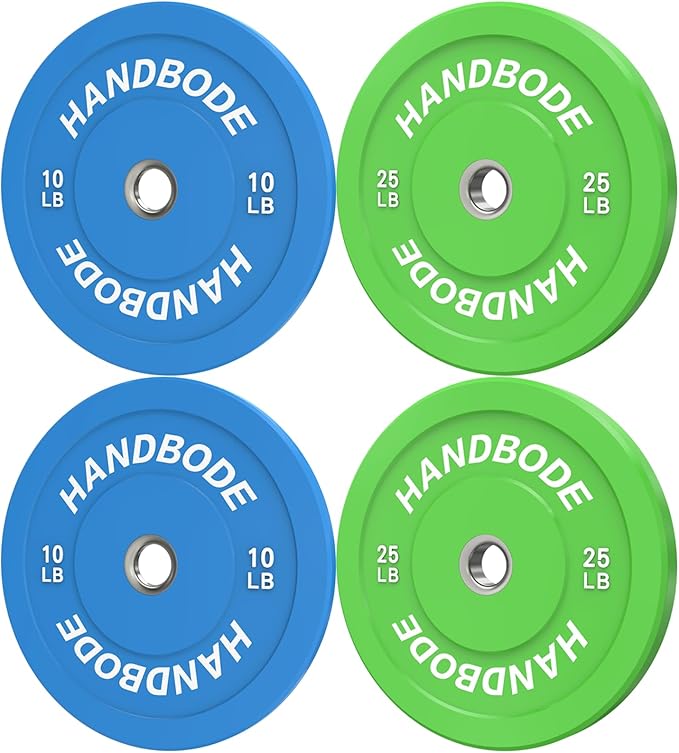 Colored Bumper Weight Plates Olympic Weight Plate Set 2-Inch, 10/15/20/25/35/45/55 lb Barbell Weight Plates Set for Home Gym, Rubber Strength Training Weights Plates for Weight Lifting-StrideForce Fitness