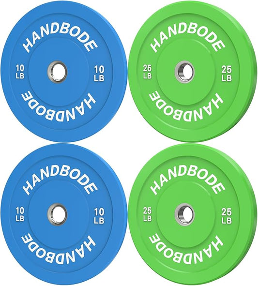Colored Bumper Weight Plates Olympic Weight Plate Set 2-Inch, 10/15/20/25/35/45/55 lb Barbell Weight Plates Set for Home Gym, Rubber Strength Training Weights Plates for Weight Lifting-StrideForce Fitness