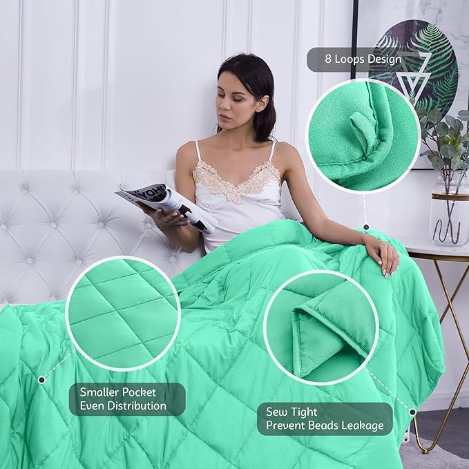 L'AGRATY Weighted Blanket - 60"x80" 15lbs Cooling Breathable Heavy Blanket Microfiber Material with Glass Beads Big Blanket for Adult All-Season Summer Fall Winter Soft Thick Comfort Blanket-StrideForce Fitness