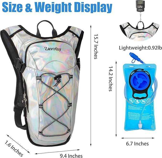 Reflective Hydration Backpack, Hydration Pack - Water Backpack with 2L/3L Hydration Bladder, Essential for Festivals - Rave Hydration Pack for Hiking, Running, Cycling, and Festivals-StrideForce Fitness