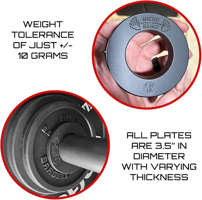 Micro Gainz Olympic Fractional Weight Plates Set, 10 Piece Olympic Weight Plates Set with Bag, Designed for Olympic Barbells for Strength Training and Micro Loading, Made in USA-StrideForce Fitness