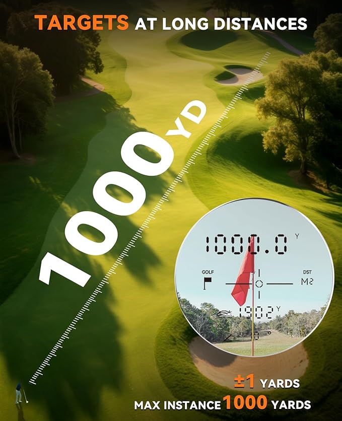 SUNPOW Golf Rangefinder with Slope -1000 Yards Range Finder with Flag Pole Locking Vibration-7X Magnification Rechargeable Golf Range Finders for Hunting-StrideForce Fitness