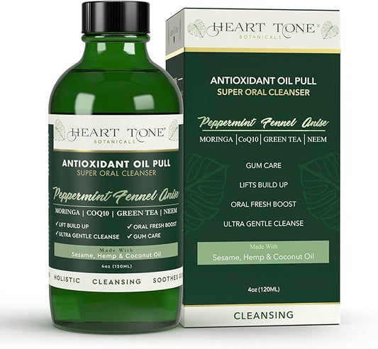Antioxidant Oil Pulling Super Oral Conditioner with Cold Pressed Sesame, Neem, Moringa, & Coconut Oil for Teeth & Gum Health - 18 Botanical Extracts, CoQ10 & Vitamins, Refreshing Anise Flavor