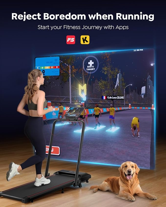 Walking Pad Treadmill with Incline, 2 in 1 Foldable Treadmills for Home Small Office, 300lbs Portable Compact Under Desk Treadmill with App, Remote Control and LED Display-StrideForce Fitness