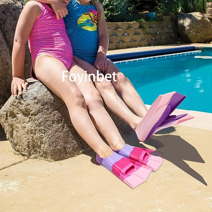 Kids Swim Fins,Short Kids Fins Youth Swimming Flippers for Lap Swimming Training for Children Girls Boys Beginners-StrideForce Fitness
