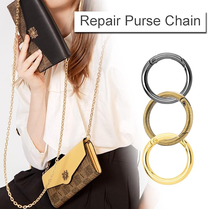 12Pack 1 Inch Spring O Ring Clip Keychain, 4 Colors Round Carabiner Clip Keyrings Snap Hook Buckle for Purse Shoulder Bag Chain Ring Clip Replacement Paracord Keychain Lanyard Leather Repair Hardware-StrideForce Fitness