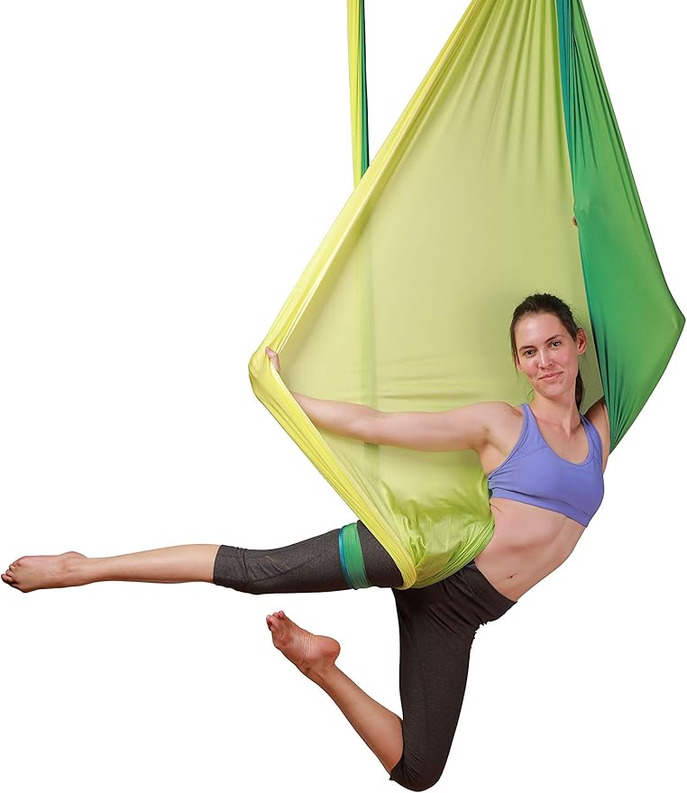 DASKING Aerial Silks Starter Kit - Durable 11Yards of Aerial Yoga Hammock with Hardware, Aerial Swing for Acrobatic Flying Yoga & All Levels (Aerial Rigging Point Up to 14ft)-StrideForce Fitness