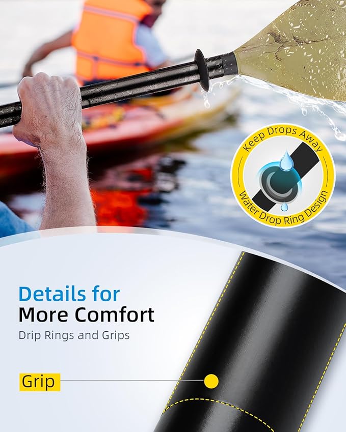 OCEANBROAD Kayak Paddle 86in/218cm, 90.5in/230cm Alloy Shaft 2-Piece Floatable Kayak Oar for Kayaking Canoeing Boating-StrideForce Fitness