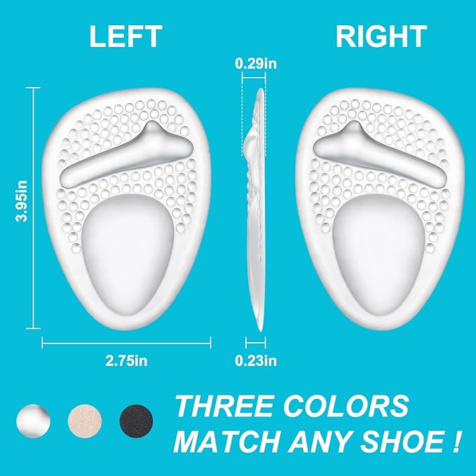 Ball of Foot Cushions, Metatarsal Pads Women, High Heels Non-Slip Comfort Pads, Shoe Support for Metatarsalgia Mortons Neuroma Pain Relief (2 Pairs, Crystal)-StrideForce Fitness