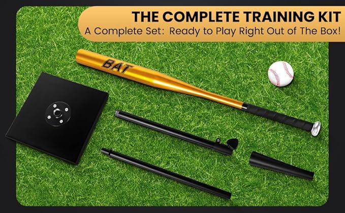 Baseball Batting Tee Set with Light Weight Aluminum Bat and Baseball - Hitting Tee - Baseball Tee - Batting Tees for Baseball - Hitting Tee for Baseball - Baseball Hitting Tee - Baseball Tee Set-StrideForce Fitness