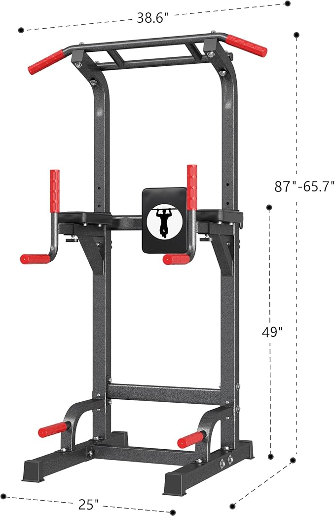 SogesPower Power Tower Pull Up Bar Station Multi-Function Pull Up Bar Stand for Home Gym, Adjustable Height Pull Up Dip Station Dip Bar Strength Training Fitness Equipment,Up to 500LBS-StrideForce Fitness
