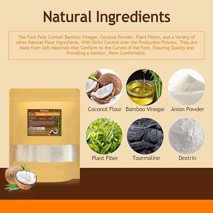 2 in 1 Foot Pads, 124 Pads Bamboo Vinegar Coconut Shell Powder Foot Pads with ''Stay in Place'' Bigger Adhesive Sheet-StrideForce Fitness