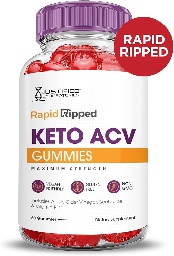 (10 Pack) Rapid Ripped Keto ACV Gummies Advanced Formula 1000MG Rapidripped Keto Gummies Apple Cider Vinegar Formulated with Pomegranate Beet Juice Powder B12 Vegan Non GMO 600 Gummys-StrideForce Fitness