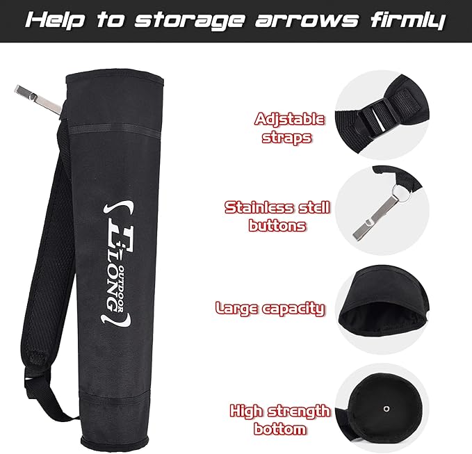 Elong Adjustable Archery Back Arrow Quiver Holder - Upgraded Quiver Arrows for Compound Recurve Bow and Hunting Target Practicing Youth and Adults-StrideForce Fitness