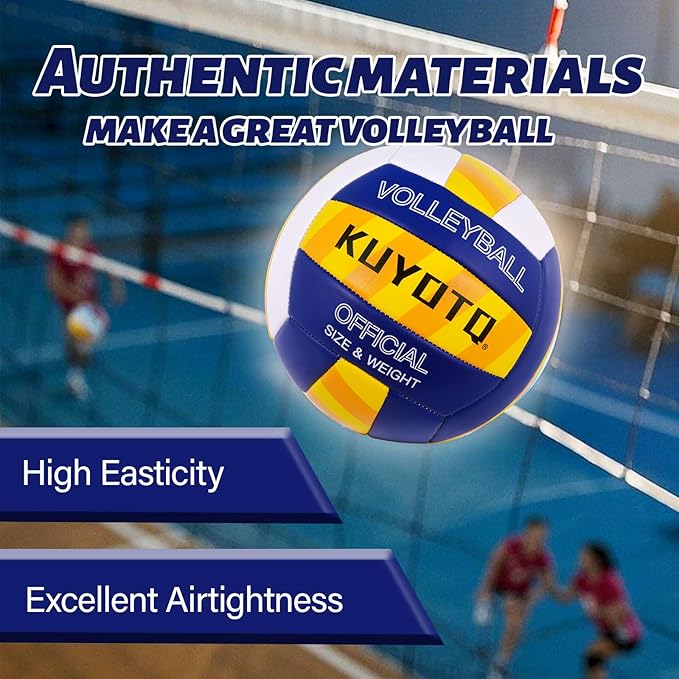 KUYOTQ Official Size 5 in&Outdoor Beach Volleyball,3MM Thickened Surface Soft Leather Youth Womens Mens Volleyball for Game Gym Training(Deflated)-StrideForce Fitness