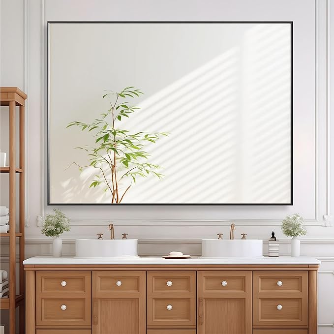 36x48 Inch Black Bathroom Mirror for Wall, Aluminum Frame Rectangle Rectangular Vanity Mirror, Modern Large for Bedroom, Living Room, Horizontal or Vertical-StrideForce Fitness