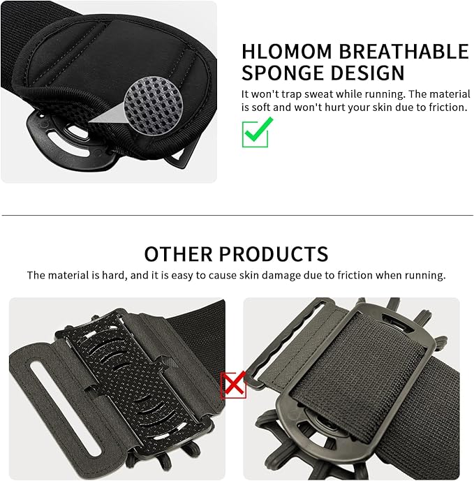 Running Phone Holder Armband for Phone, Detachable & 360°Rotated Sports Armband with Key Pocket for iPhone 16/15/14/13 Pro/12 Pro/XS/XR/8/7/6s Plus, for Samsung Galaxy 4''-6.5'' Cellphone-StrideForce Fitness