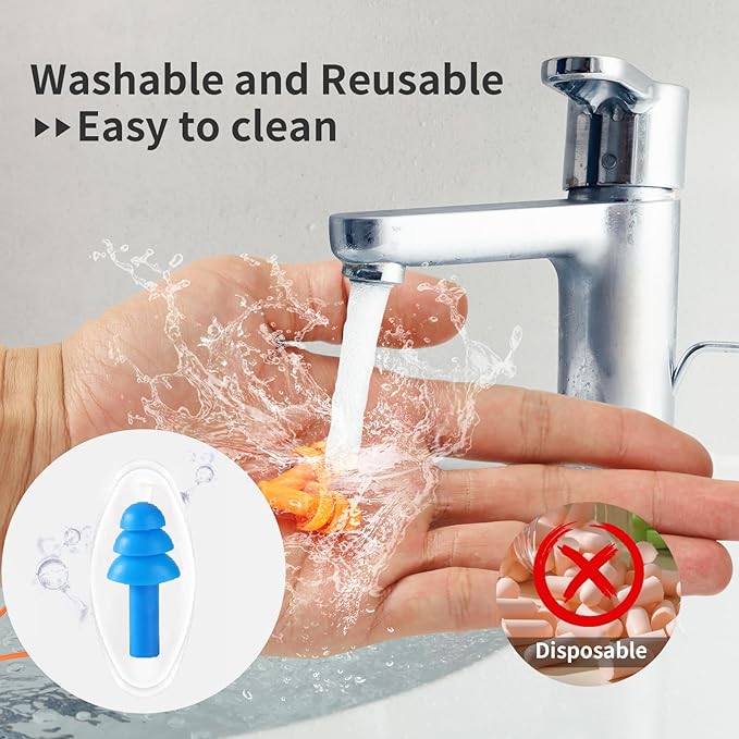 Ear Plugs for Swimming, Soft Ear Plugs for Sleeping Noise Cancelling, Reusable Ear Plugs for Noise Reduction, Ear Protection, Silicone Earplugs for Swimming, Sleeping, Snoring, Work, Concerts, 8 Pairs-StrideForce Fitness