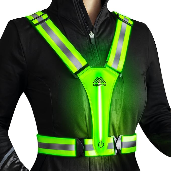 LED Reflective Vest Safety Gear, Light Up Vest for Night Walking Cycling, High Visibility Running Vest with Reflective Strips-StrideForce Fitness