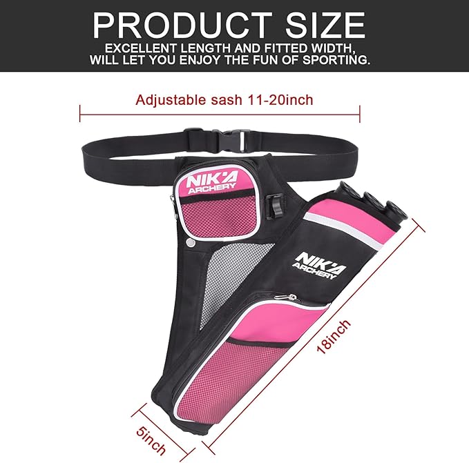 Archery Arrow Quiver Holder, 3-Tubes Hip Quiver Arrow Bag with Adjustable Belt for Youth & Adults Arrows Hunting Target Practicing-StrideForce Fitness