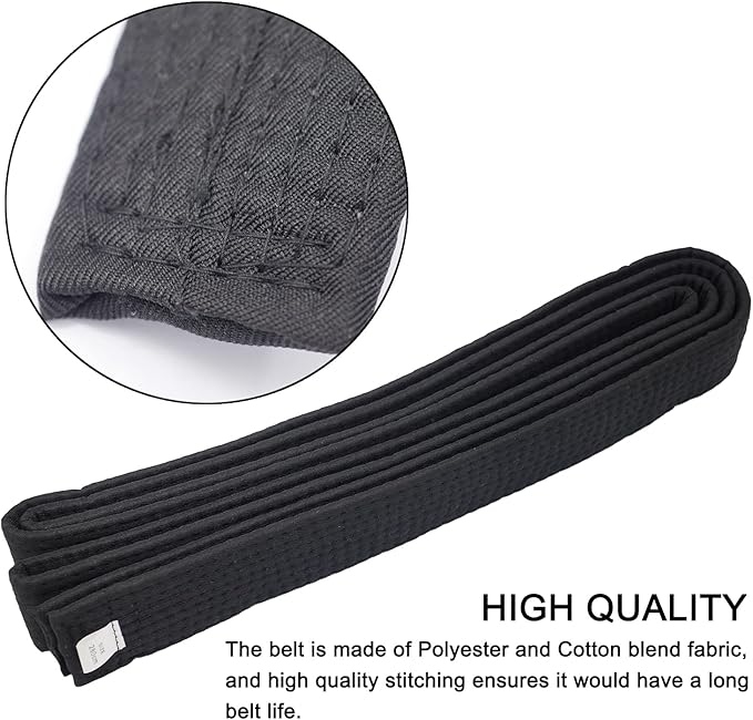 110 Inch Black Karate Belt, 280cm Taekwondo Solid Rank Martial Arts Belts Universal Fit for Judo/Karate/Taekwondo-StrideForce Fitness