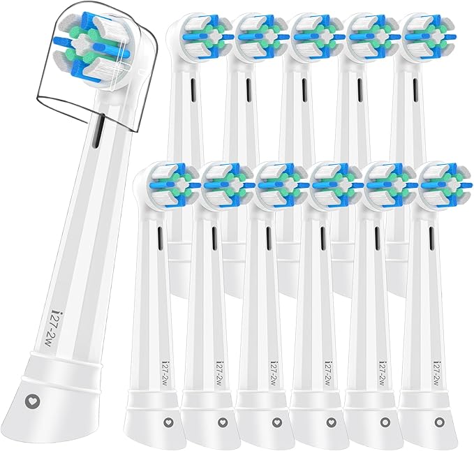 12 PCS iO Replacement Heads Compatible with Oral B iO 2/3/4/5/6/7/8/9/10 Series Electric Toothbrush,IO Toothbrush Heads Compatible with Oral B iO,Medium-Hard bristles Care for Your Teeth,White