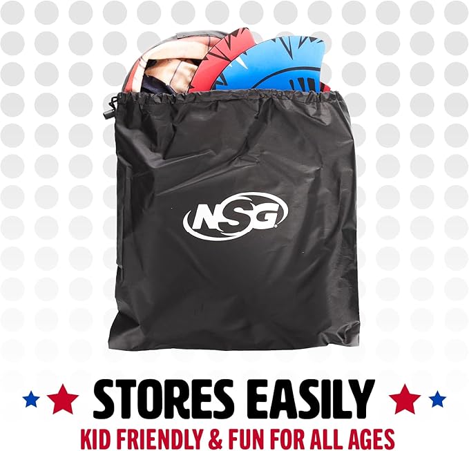 NSG Tomahawk Toss - Foam Axe Throwing Game for Kids - Two Lightweight Axes with Large Easy Stick Target, Wood/Black/red/Blue (JS7000)-StrideForce Fitness