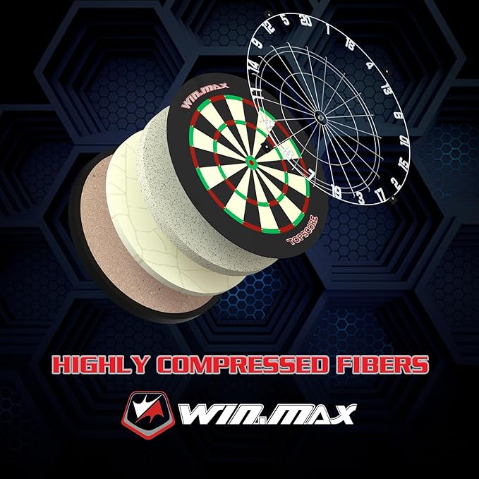 WIN.MAX Dart Board - Bristle Steel Tip Dartboard Dart Boards for Adults Bristle Steel Tip Dartboard Set with 12 Darts Metal Tip-StrideForce Fitness