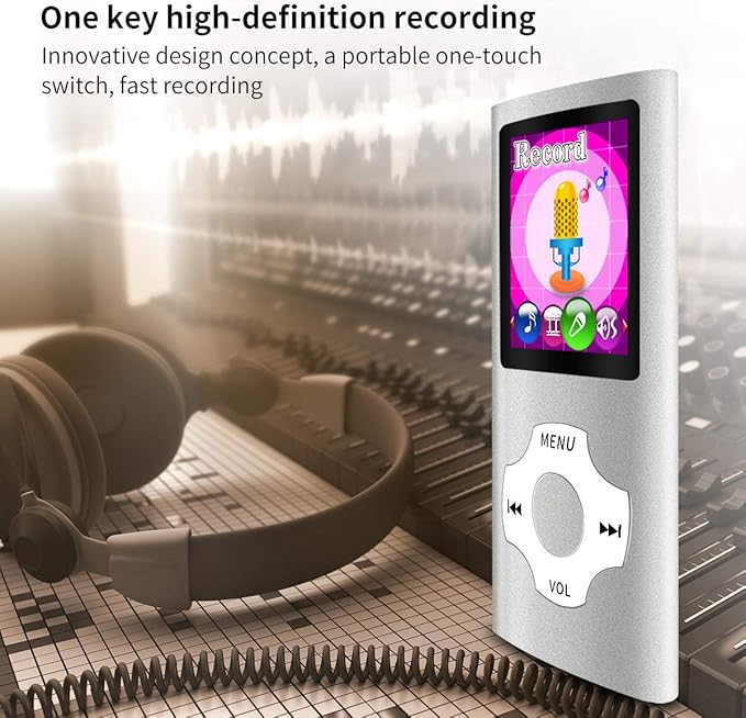 Mymahdi MP3/MP4 Portable Player,1.8 Inch LCD Screen,Max Support 64GB,Silver-StrideForce Fitness