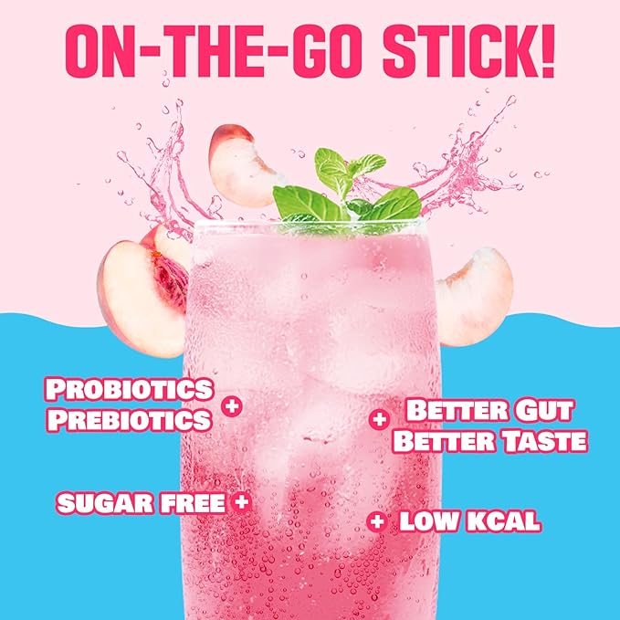 TEAZEN Peach Kombucha Tea, Hydration Drink Mix, Sugar Free, Live Probiotics & Prebiotics, 10 Sticks, 1.76oz-StrideForce Fitness