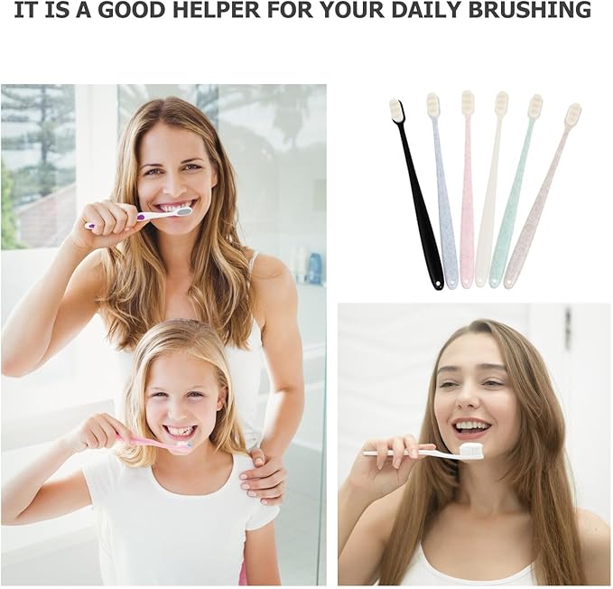 6pcs Adult Soft Bristle Toothbrushes Small Head Ergonomic Anti-Slip Handle Deep Cleaning for Sensitive Gums Green Blue Pink Beige Black White