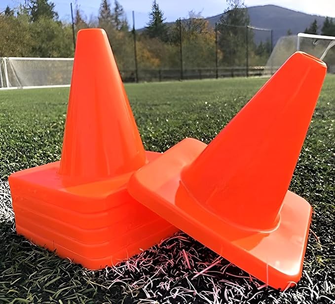 6, 9, 12, 18, 28 Inch Sports Training Traffic Cones - Durable Orange Cones for Soccer, Football, Basketball, Agility Drills, Parking, Safety, Road Use (Set of 12)-StrideForce Fitness