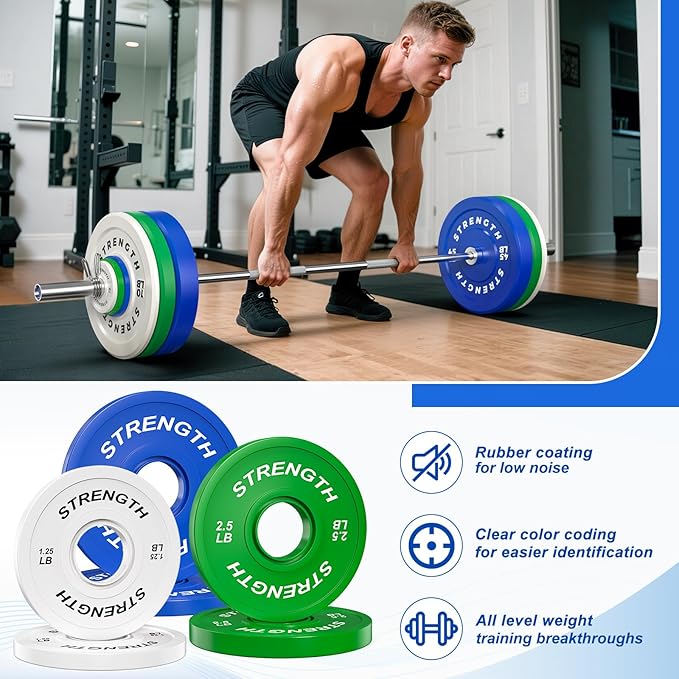 XDDIAS Rubber Weight Plates for Barbell, 2-Inch Olympic Grip Plate for Strength Training, Weightlifting and Bodybuilding in Home & Gym, Solid Cast Iron Weight Plates Pair and Sets-StrideForce Fitness