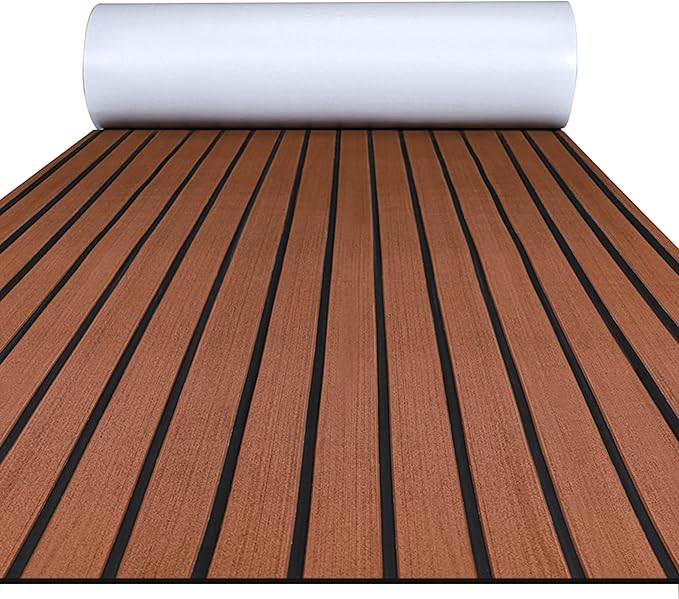 FOCEAN Boat Flooring EVA Foam Boat Decking Faux Teak Marine Flooring Boat Mat Boat Carpet Sheet for Motorboat RV Yacht Kayak Surfboard, 94.5"x 47.2"/35.4"/23.6"/15.7"-StrideForce Fitness