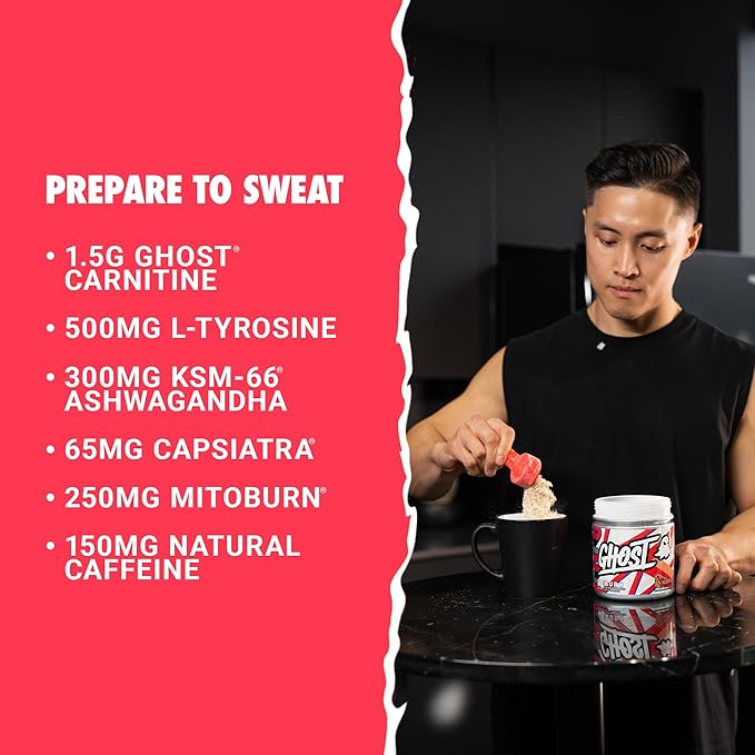 GHOST Burn Weight Management Powder, Guava Berry (60 Servings) - Metabolism & Energy Support Supplement for Men & Women - Natural Caffeine, L-Carnitine & L-Tyrosine - Gluten, Soy & Sugar-Free, Vegan-StrideForce Fitness