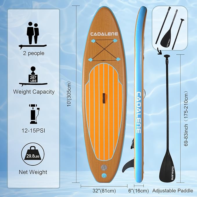 Inflatable Stand Up Paddle Board with SUP Accessories, Anti-Slip EVA Deck,10’ Family-Friendly Inflatable Paddle Boards for Adults & Youth of All Skill Levels-StrideForce Fitness