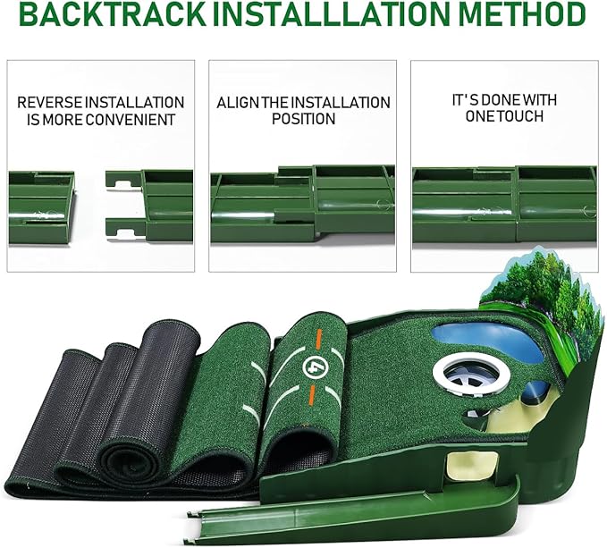 Golf Putting Mat Putting Green Indoor & Outdoor with Ball Return and 3 Holes Improve Accuracy and Speed Durable Wrinkle-Resistant Velvet Crystal Mat Golf Accessories for Men-StrideForce Fitness