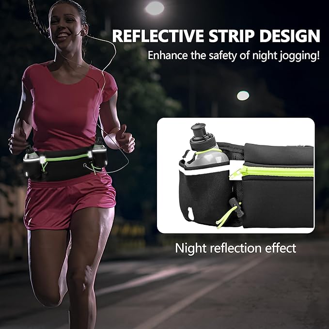 Hydration Running Belt for Women & Men with 2 Water Bottles – Water-Resistant Waist Pack & Phone Holder, No-Bounce Fit for Running, Hiking, Workouts – Bonus Sweatband, Fits All Phones-StrideForce Fitness