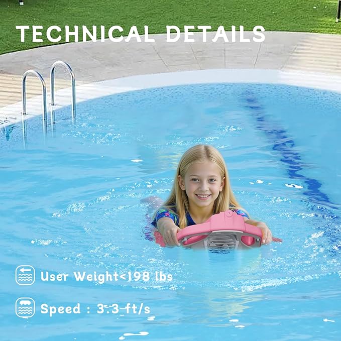 Electric Swimming Kickboard for Kids,Motorized Swim Board with Water Gun, Motorized Swim Training for Children Adults, 60N Thrust, 198 lbs Buoyancy, 25V Rechargeable Battery-StrideForce Fitness
