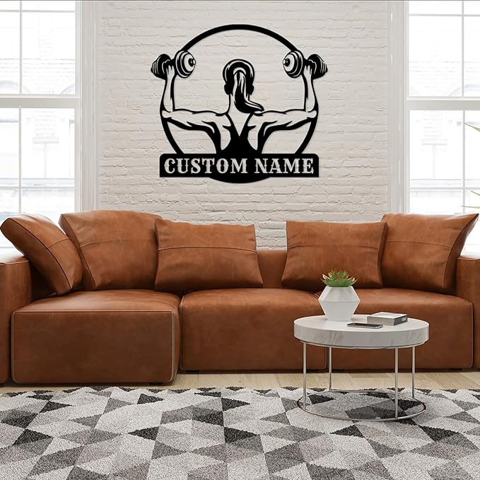 Customized Metal Gym Name Sign, Personalized Sports Room Wall Art,Metal Gym Sign,Unique Fitness Wall Sign, Gym Lovers Unique Gift, Gym Wall Art,Training Center Sign (Style-16)-StrideForce Fitness
