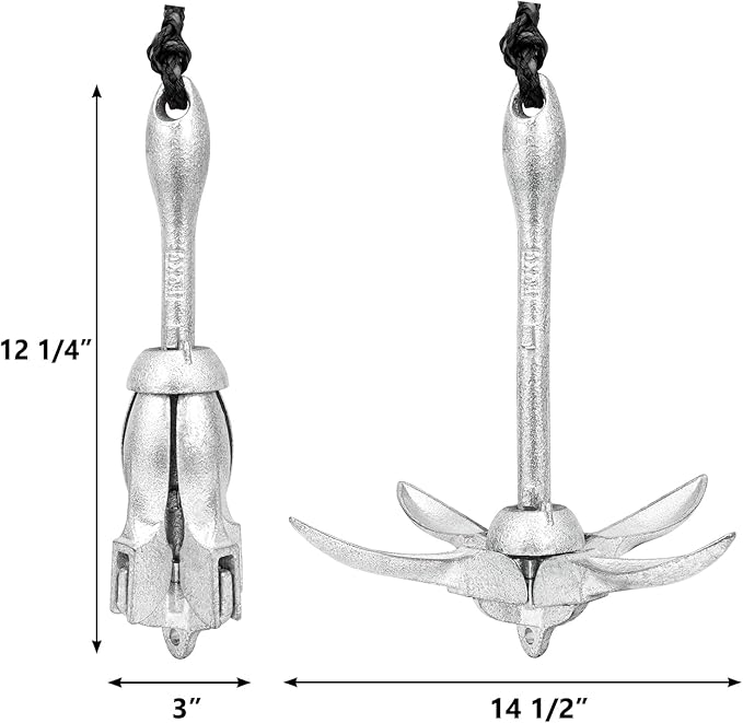 Boat Anchor 3.5 lb Folding Anchor, Grapnel Anchor Kit for Kayaks, Canoes, Paddle Boards-StrideForce Fitness