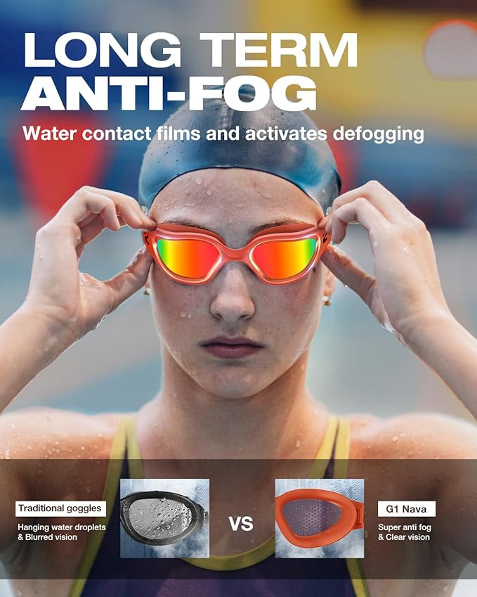 ZIONOR G1 Nava Super Anti-Fog Unisex Swim Goggles Mirror/Bright Smoke Lens-StrideForce Fitness