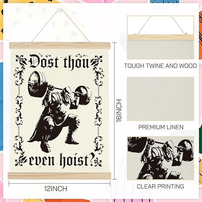 Gym Motivational Posters Funny College Dorm Posters Gifts for Guys Friends Dost Thou Even Hoist Gym Flag Wall Art Decor Sign for Home Gym Bedroom Office-StrideForce Fitness