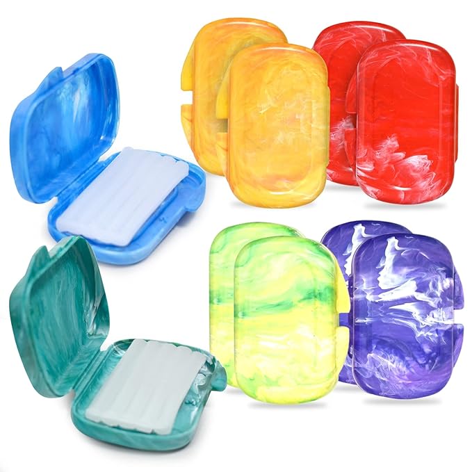 Orthodontic Dental Wax for Braces – Premium Braces Wax in Designer Marble Cases, Tooth Wax for Braces, Clear & Unscented, 10-Pack Assorted Colors