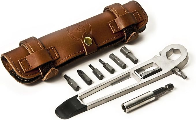 FULL WINDSOR -The Nutter Bicycle Multi Tool–Portable Cycling Repair Kit for MTB, Road & Dirt Bikes – Includes Spanner, Magnetic Bit, Tire Levers & Bottle Opener–Compact Brown Case for On-the-Go Fixes-StrideForce Fitness