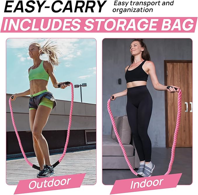 Weighted Jump Rope for Fitness – Heavy Skipping Rope for Women & Adults, Ideal for Home Gym Workouts, Strength Training, Weight Loss, and Boxing-StrideForce Fitness